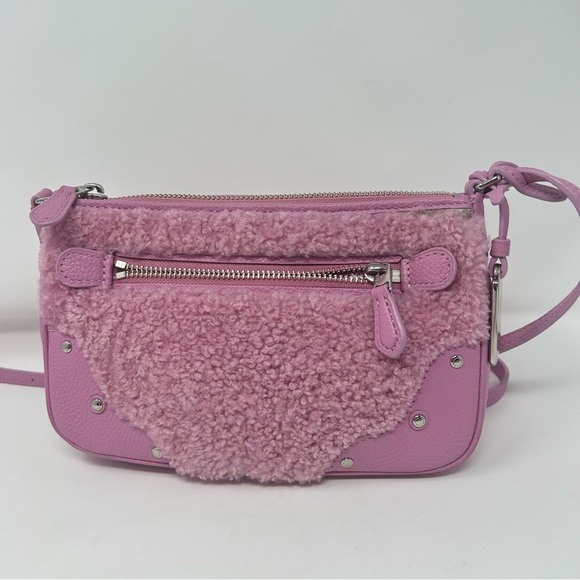 Coach Shearling Small Rhyder Pochette Crossbody Bag Pink Leather - Picture 1 of 12